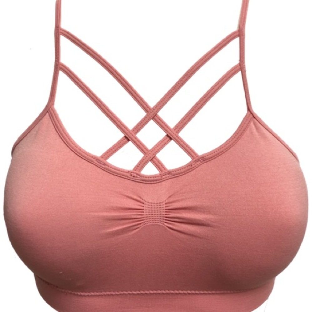 Dusty Pink double X cross padded Bralette